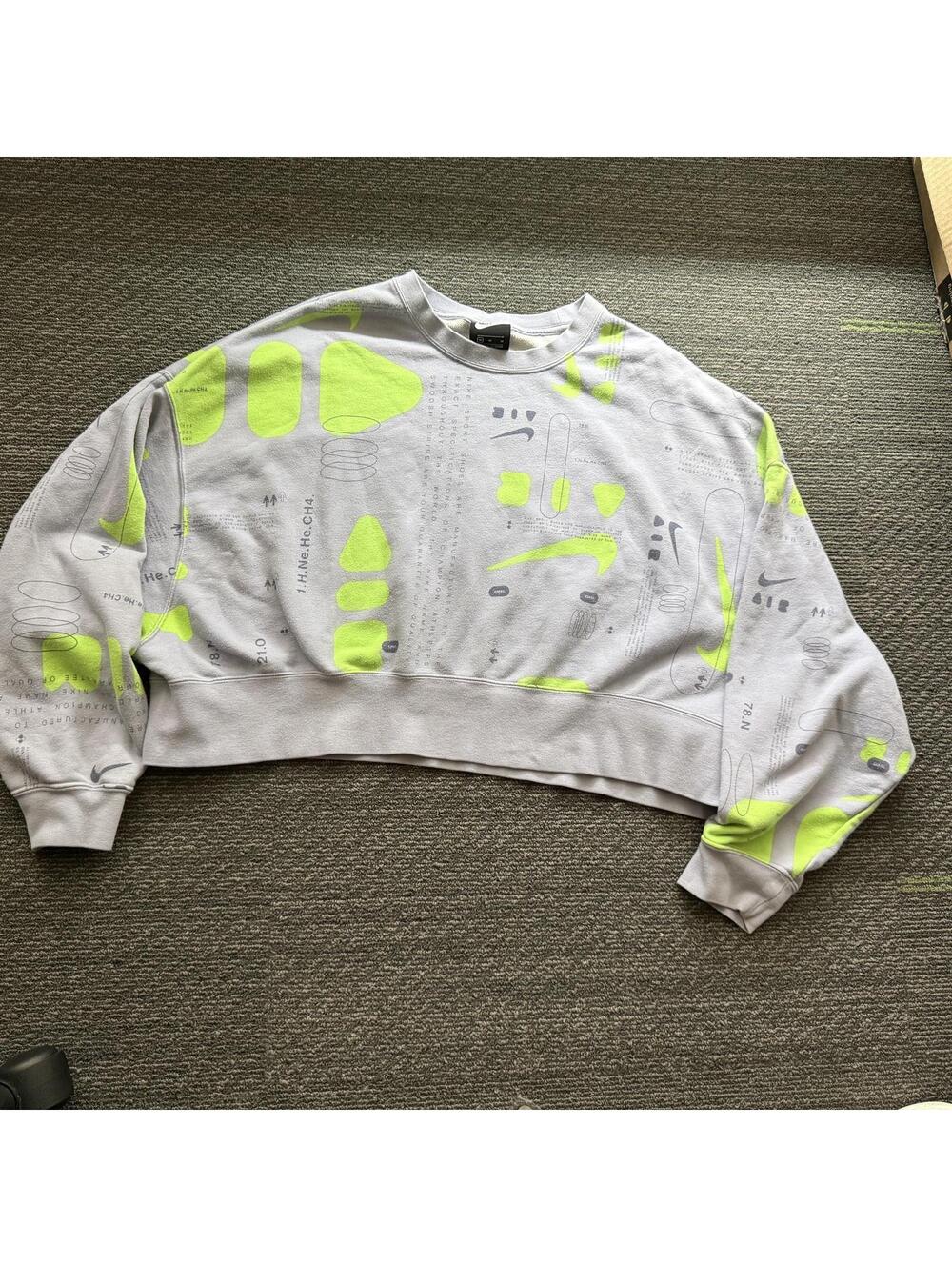 Nike Air Womens Cropped Sweatshirt Mauve Neon Green Cropped Graphic Sweatshirt M